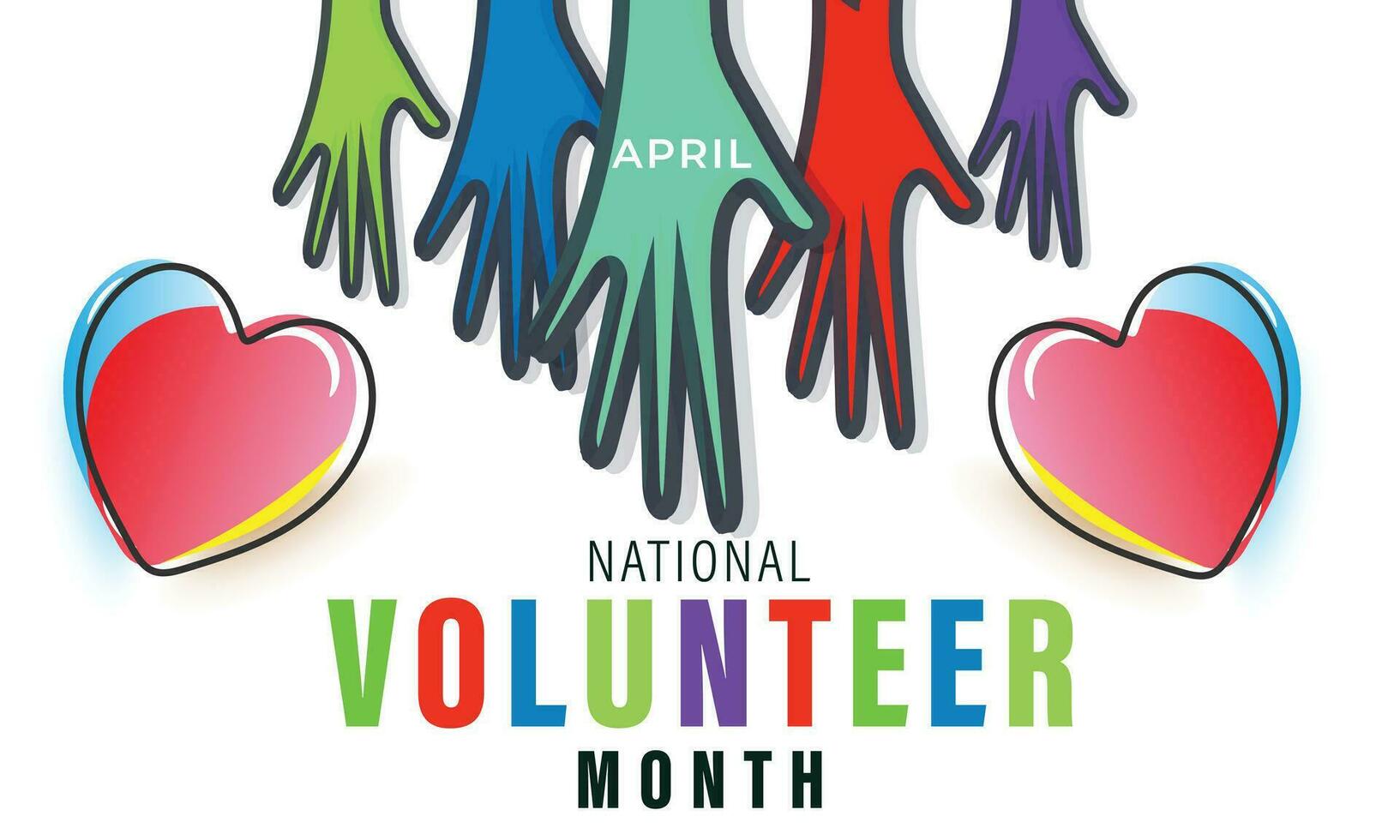National Volunteer Month. background, banner, card, poster, template. Vector illustration.