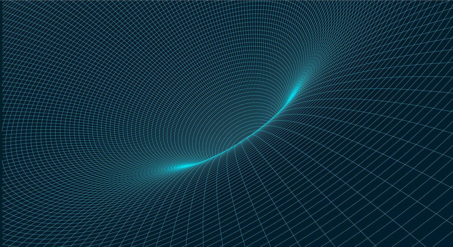 Vector abstract technology wireframe  background. 3D tunnel grid.