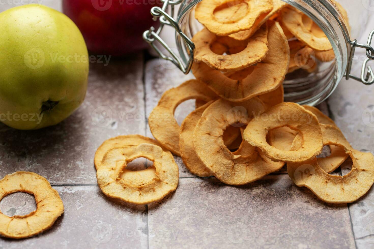 Dried apple chips photo
