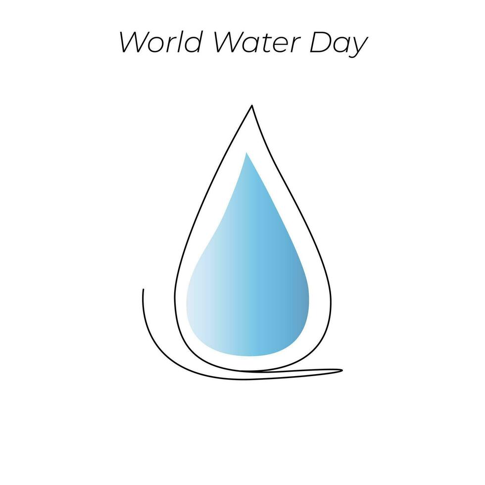 World Water Day continuous single line art drawing and one line water drop outline vector art illustration