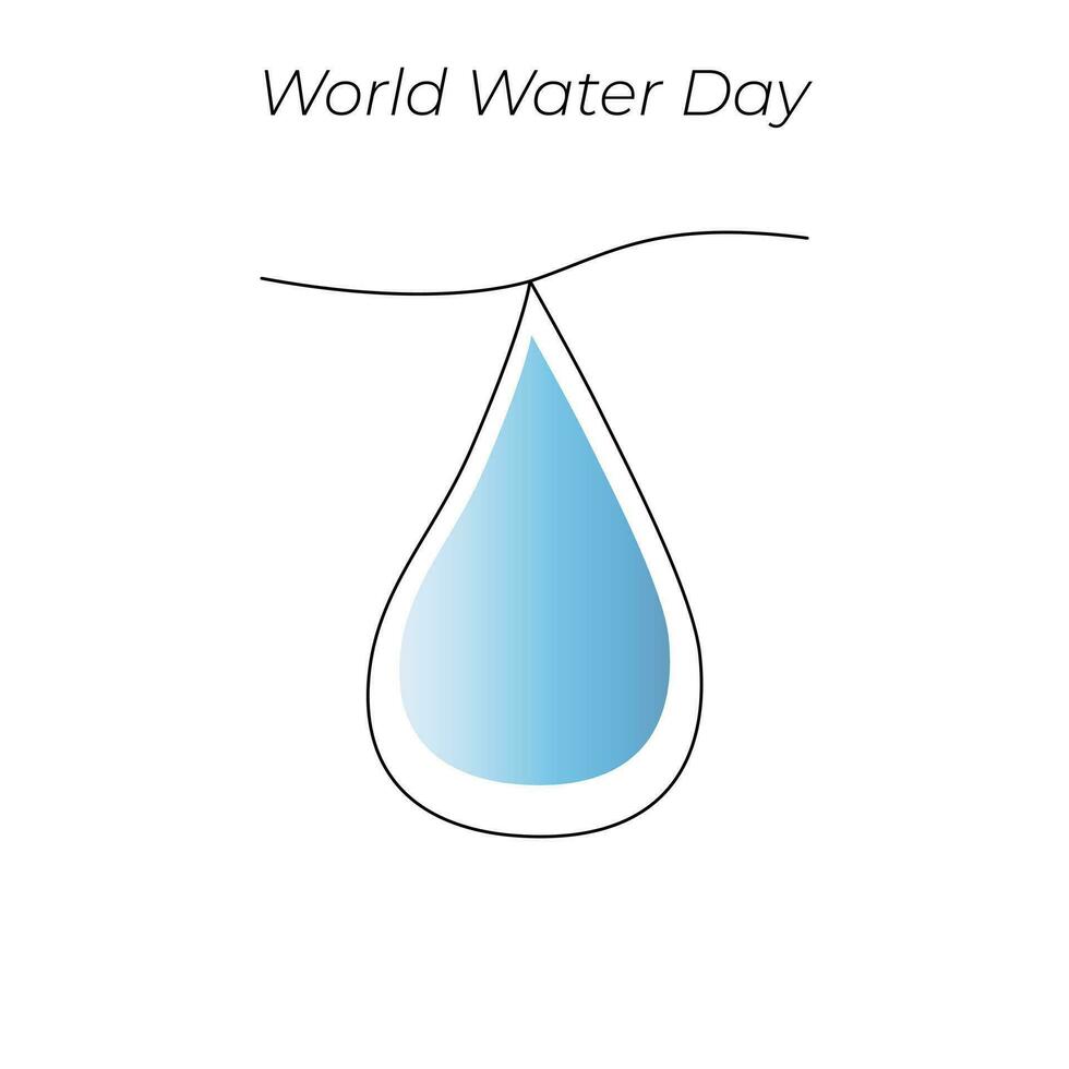 World Water Day continuous single line art drawing and one line water drop outline vector art illustration