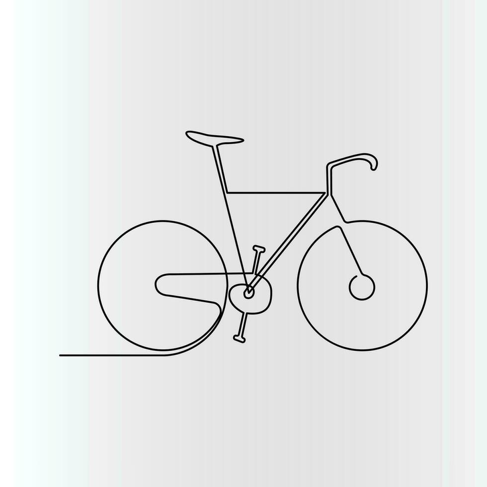 Single-line continuous bicycle drawing vector art and one-line outline bicycle illustration