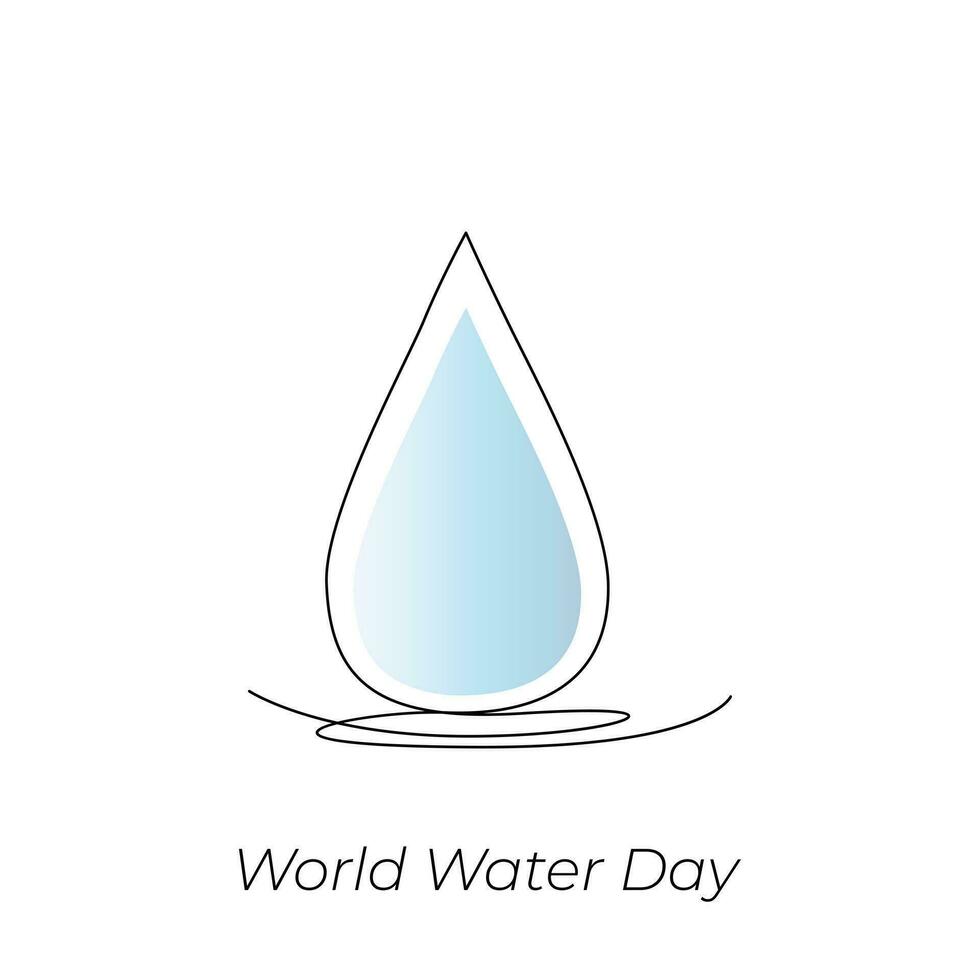 World Water Day continuous single line art drawing and one line water drop outline vector art illustration