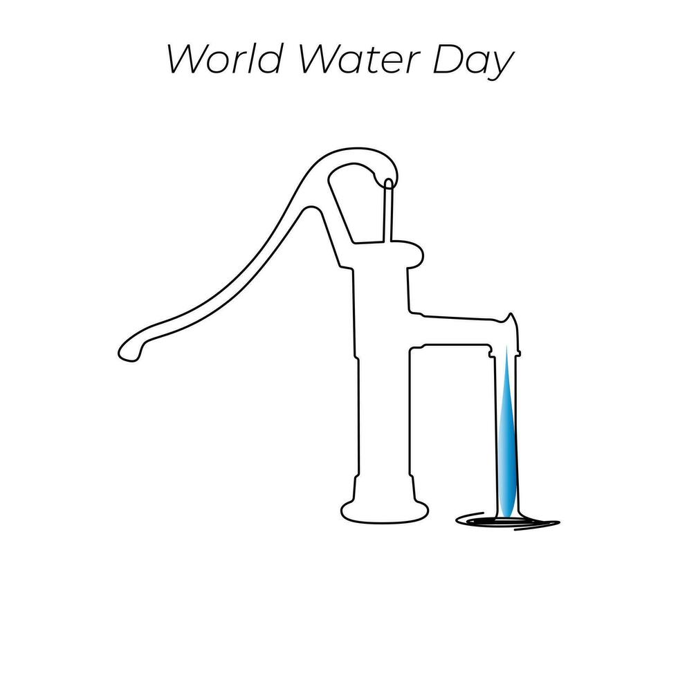 World Water Day continuous single line art drawing and one line water drop outline vector art illustration