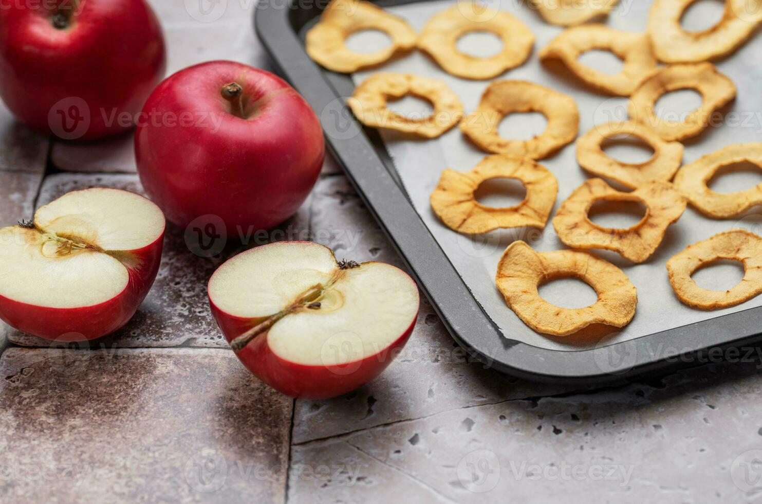 Dried apple chips photo