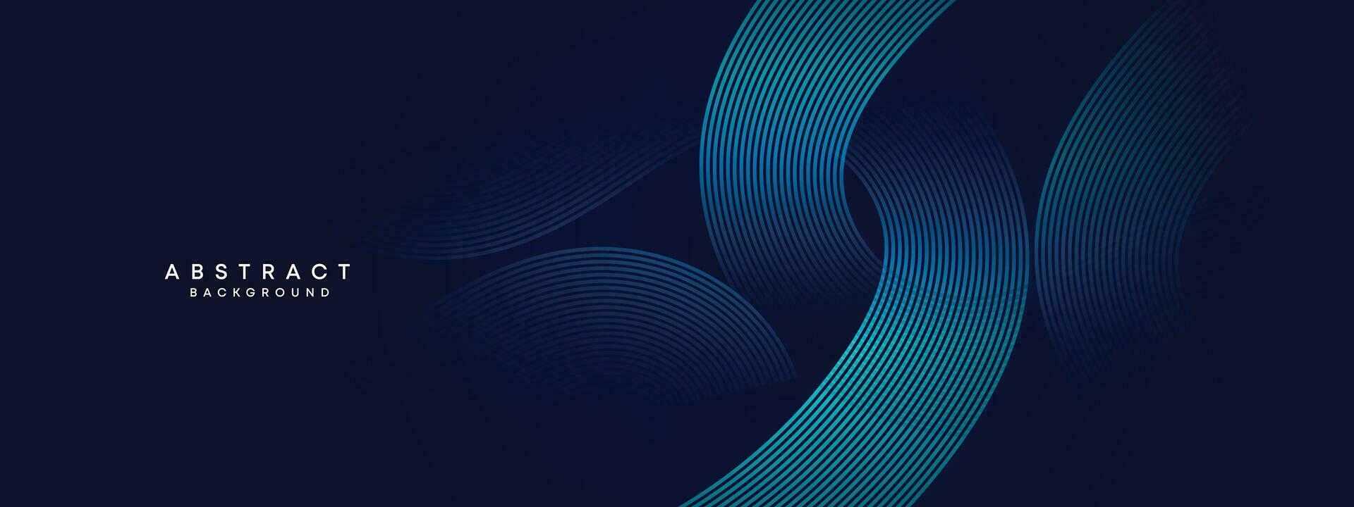 Abstract Dark Blue Waving circles lines Technology Background. Modern gradient with glowing lines shiny geometric shapes and diagonal, for brochures, covers, posters, banners, websites, header vector