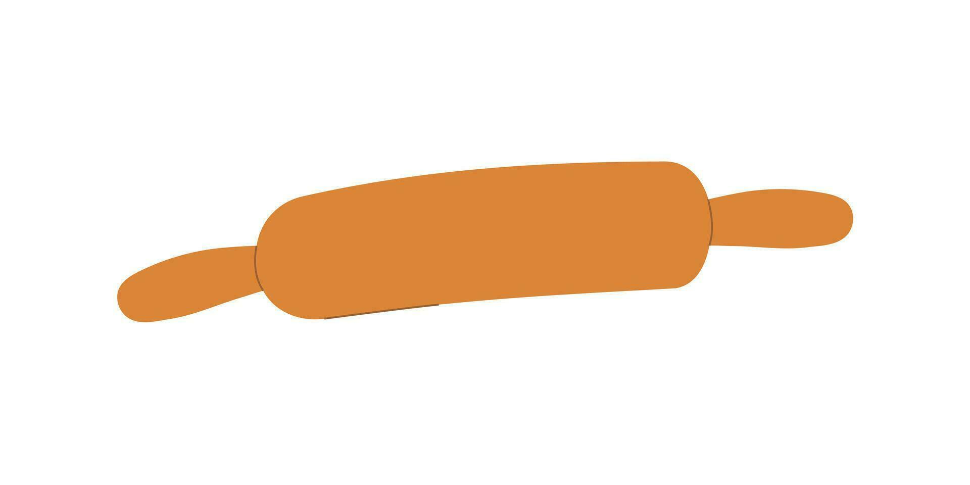 Rolling pin kitchen utensil used to roll out and flatten dough for baking for creating bakery. Isolated vector illustration.