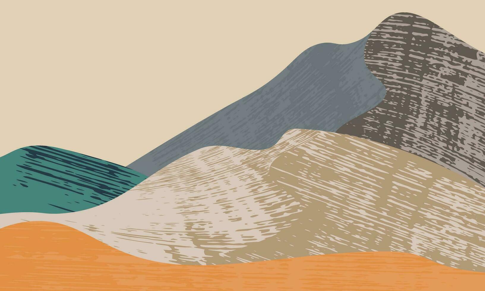 Landscape with mountain in retro style. vector