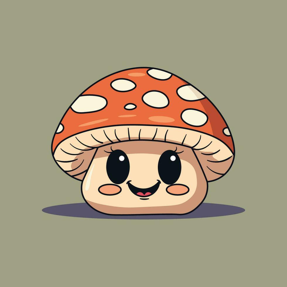 Cartoon cute mushroom. vector