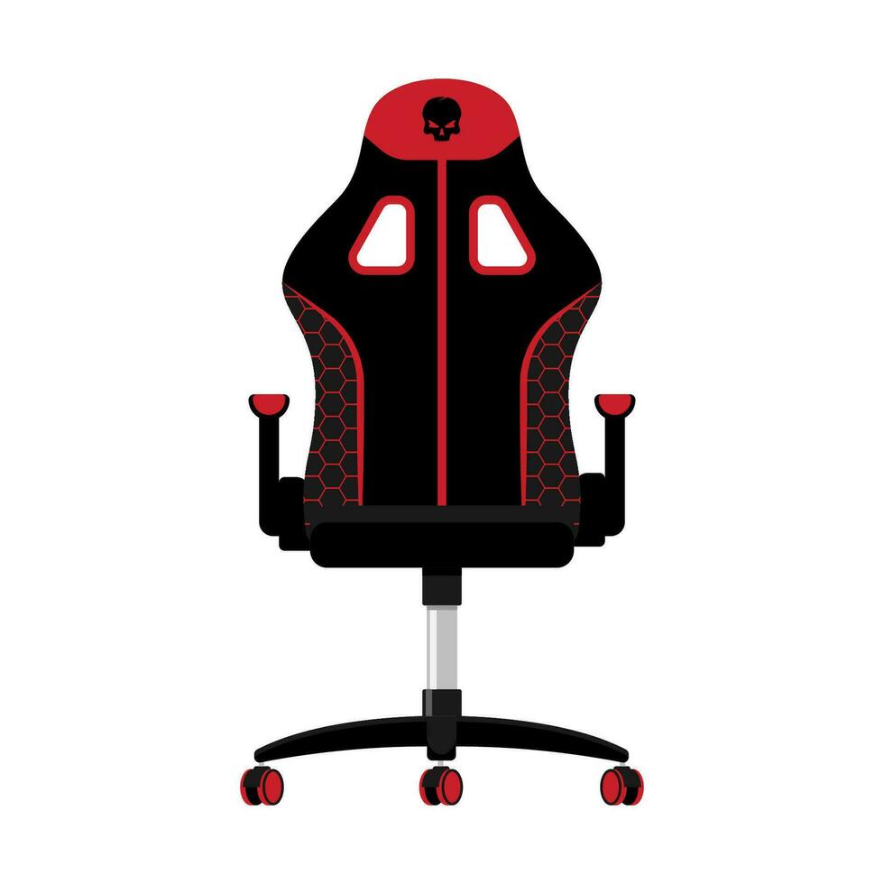 Gaming Ergonomic chair front view gamer furniture vector illustration