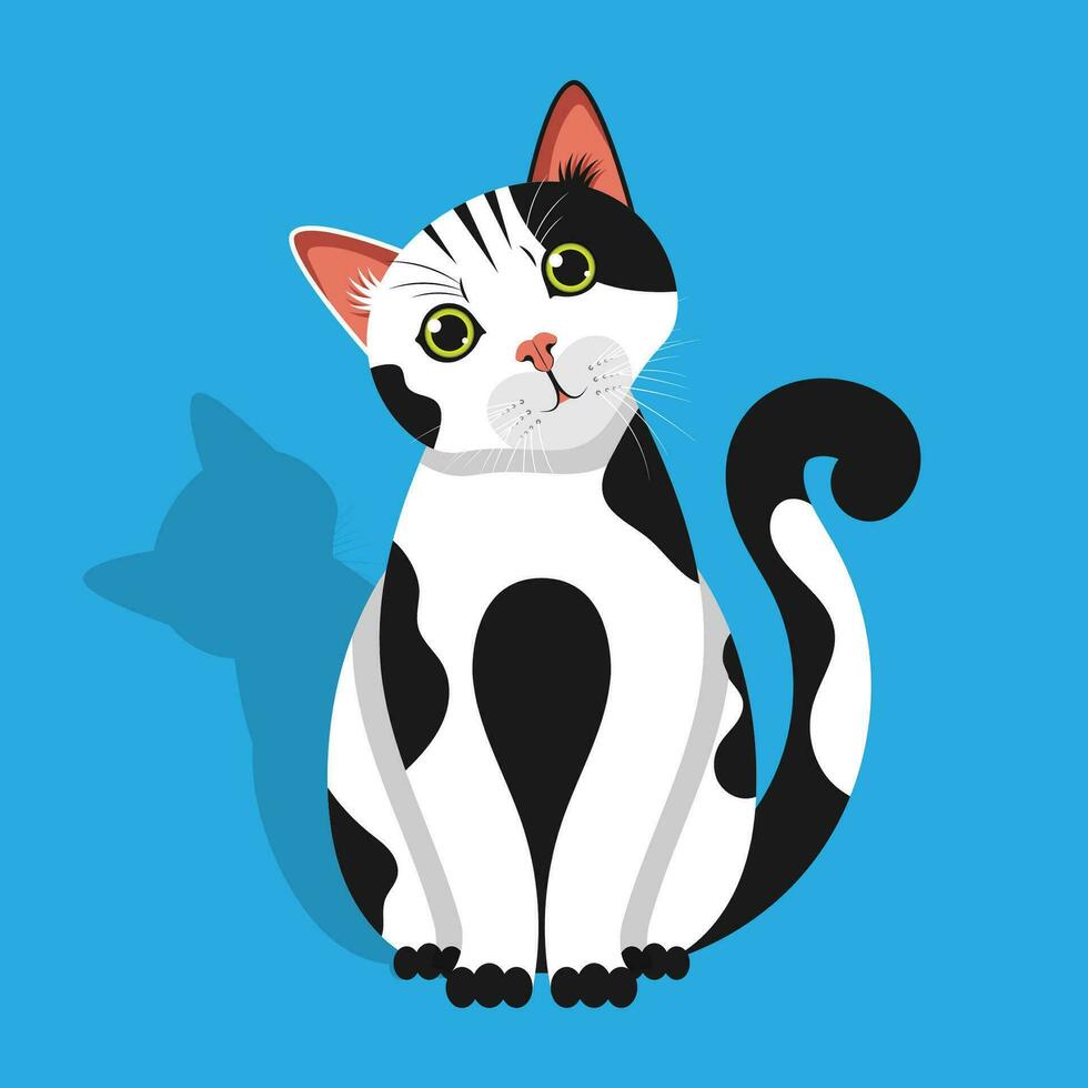 Black and White Cat illustration vector cat or kitten character