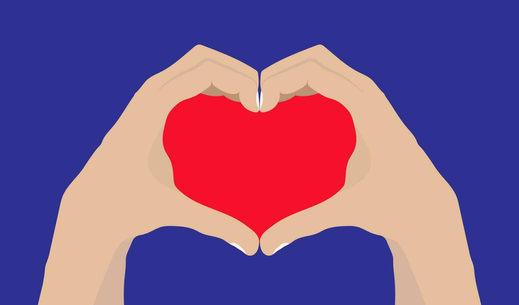 Hands fold the shape of a heart. Finger gesture. flat sign. Element for design. Vector illustration