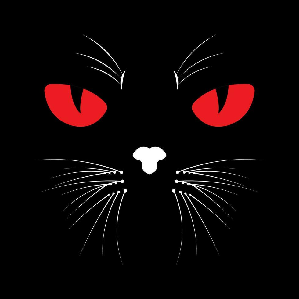 Red Eye Angry Cat Face illustration vector cat or kitten character