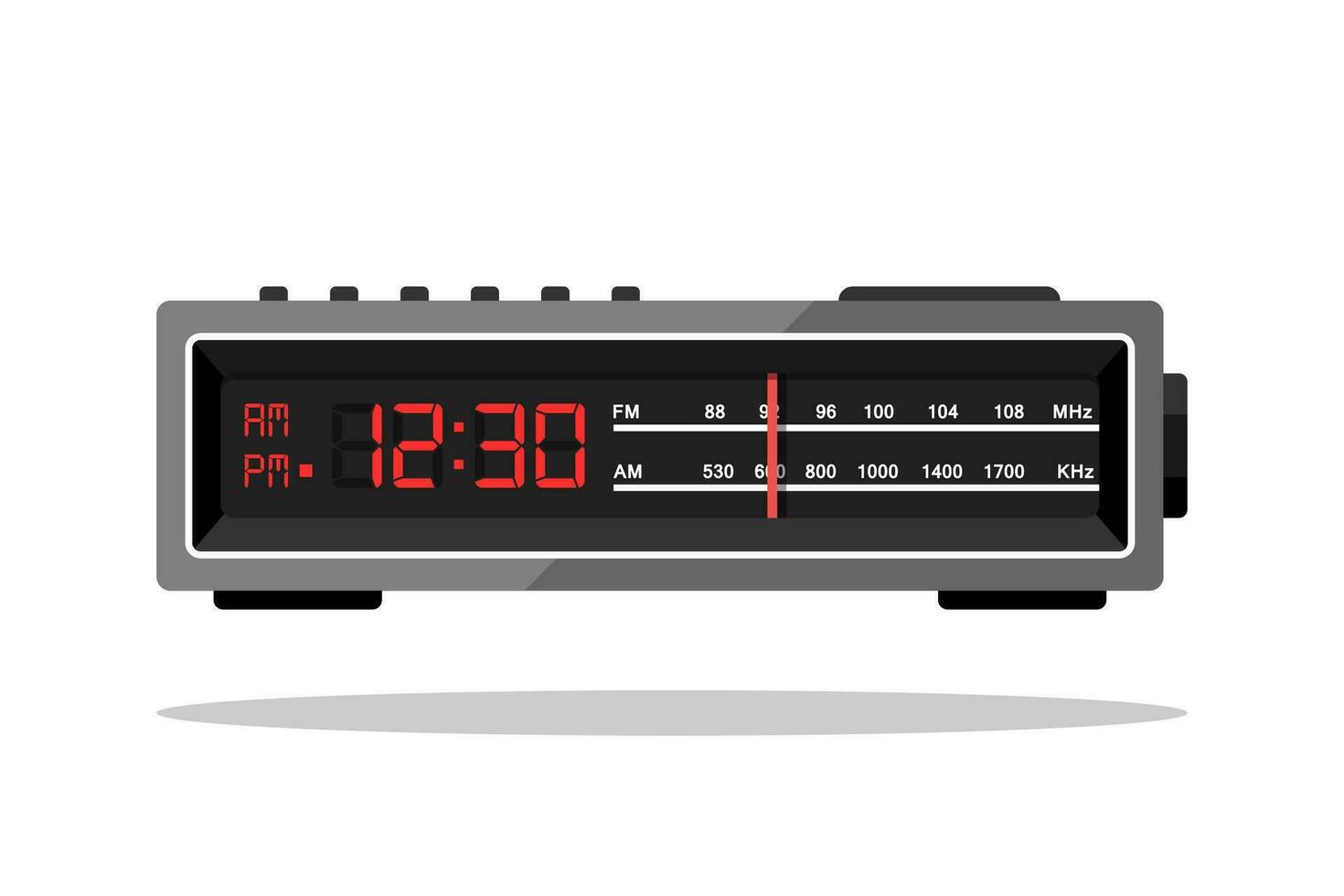Old Digital alarm clock radio Vector Illustration