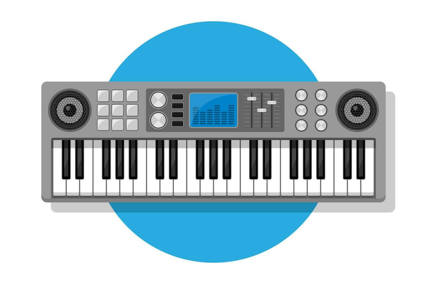 moderno electrónico teclado musical instrumento musical procesador efecto sintetizador. moderno electro piano llaves vector ilustración