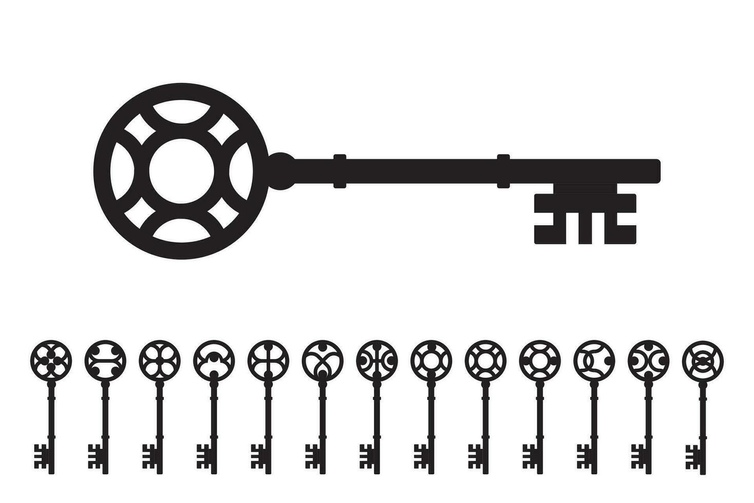 Set of old vintage keys vector illustration