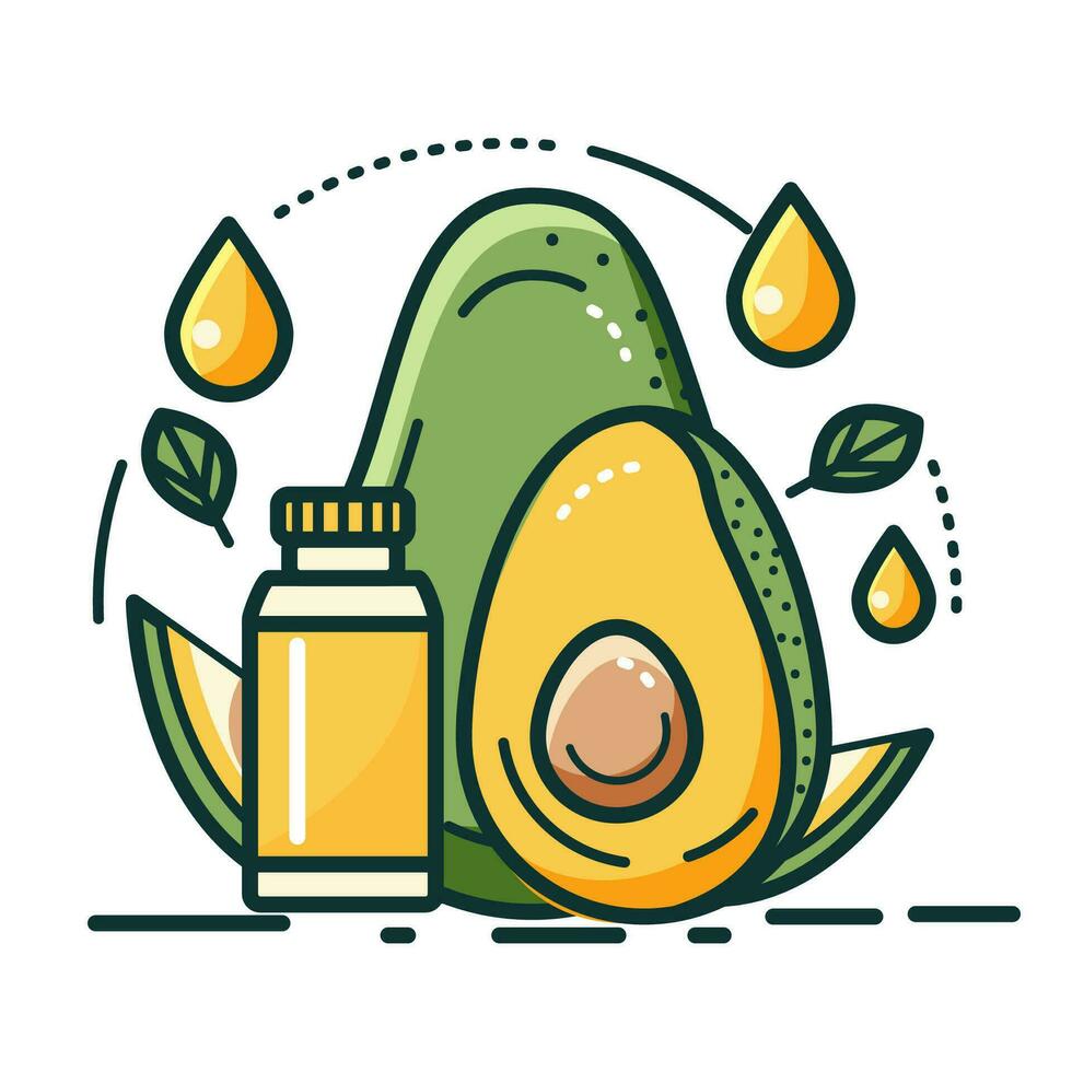 Avocado oil flat line icon, vector illustration on white background. Nutrition and healthy life style concept.