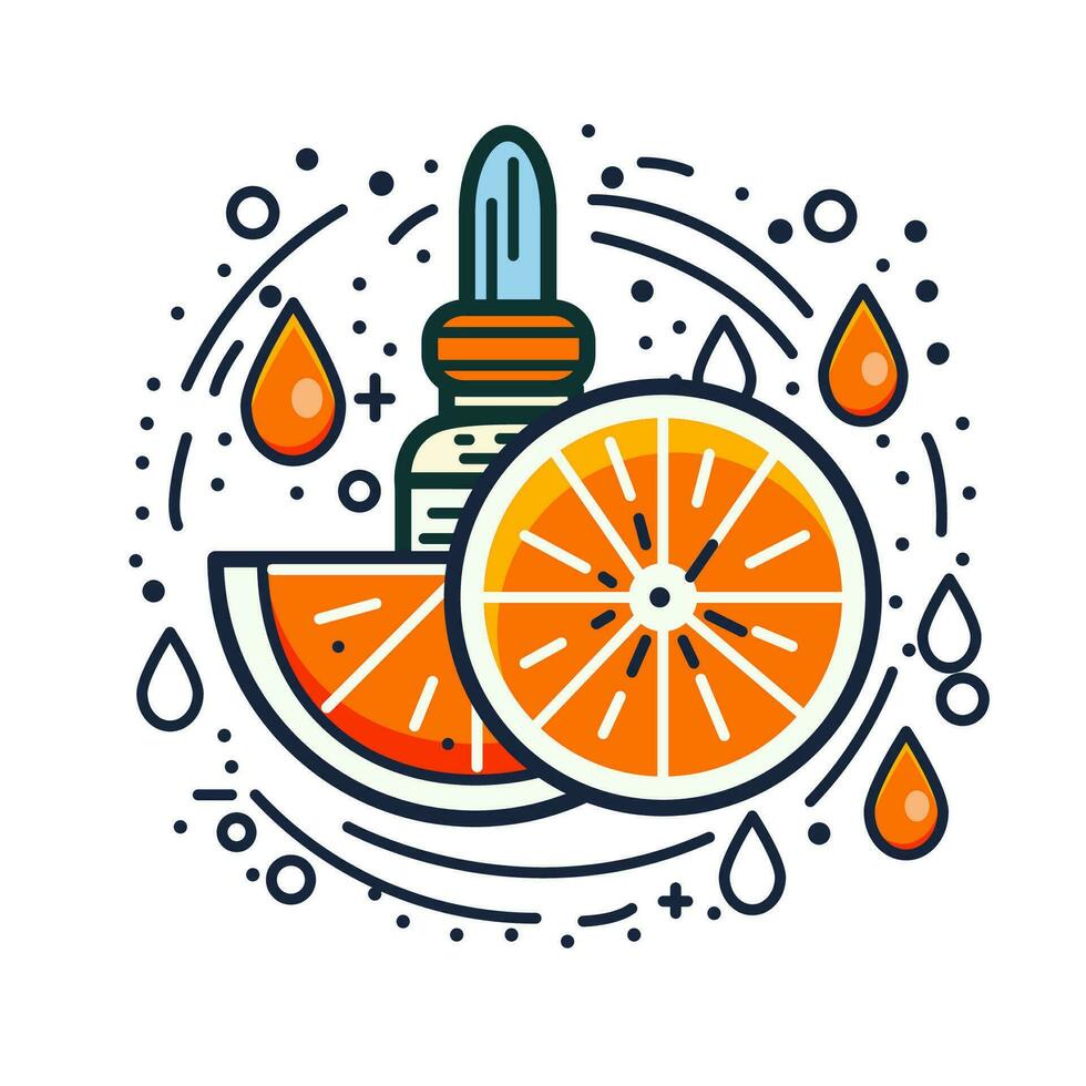 Citrus essential oil icon. Vector illustration in line style.