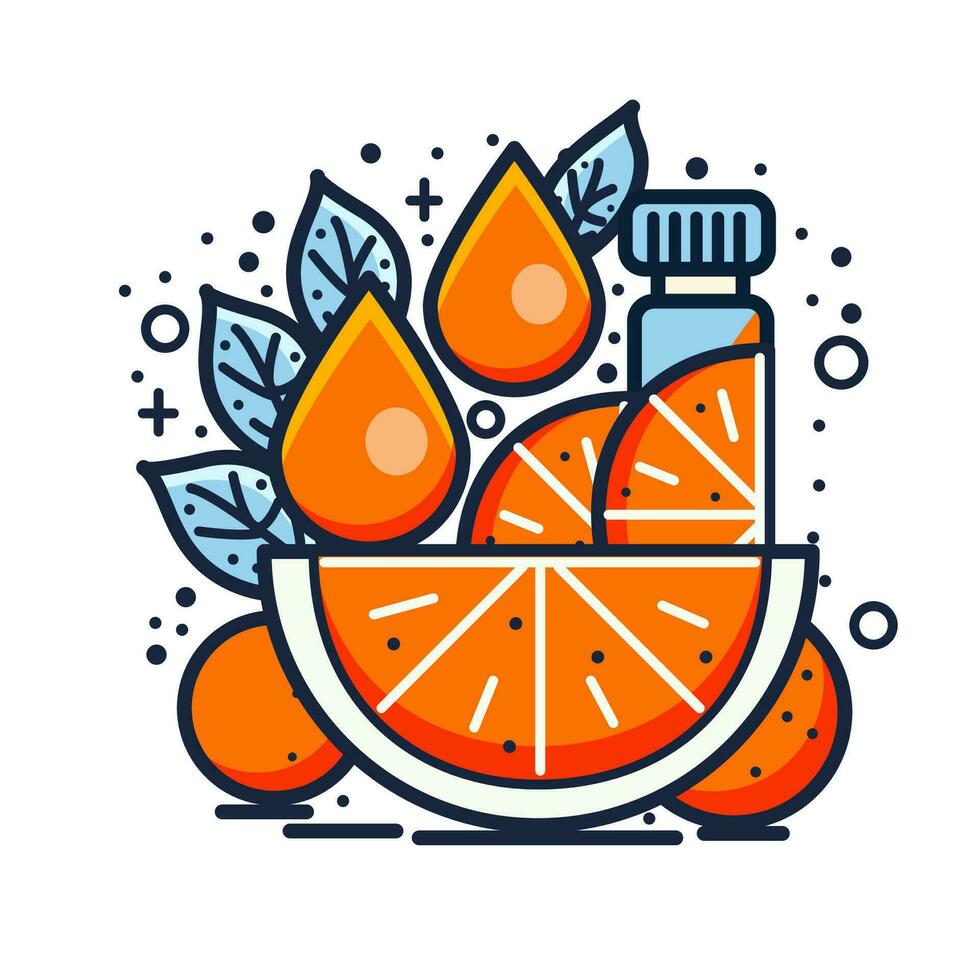 Citrus essential oil icon. Vector illustration in line style.