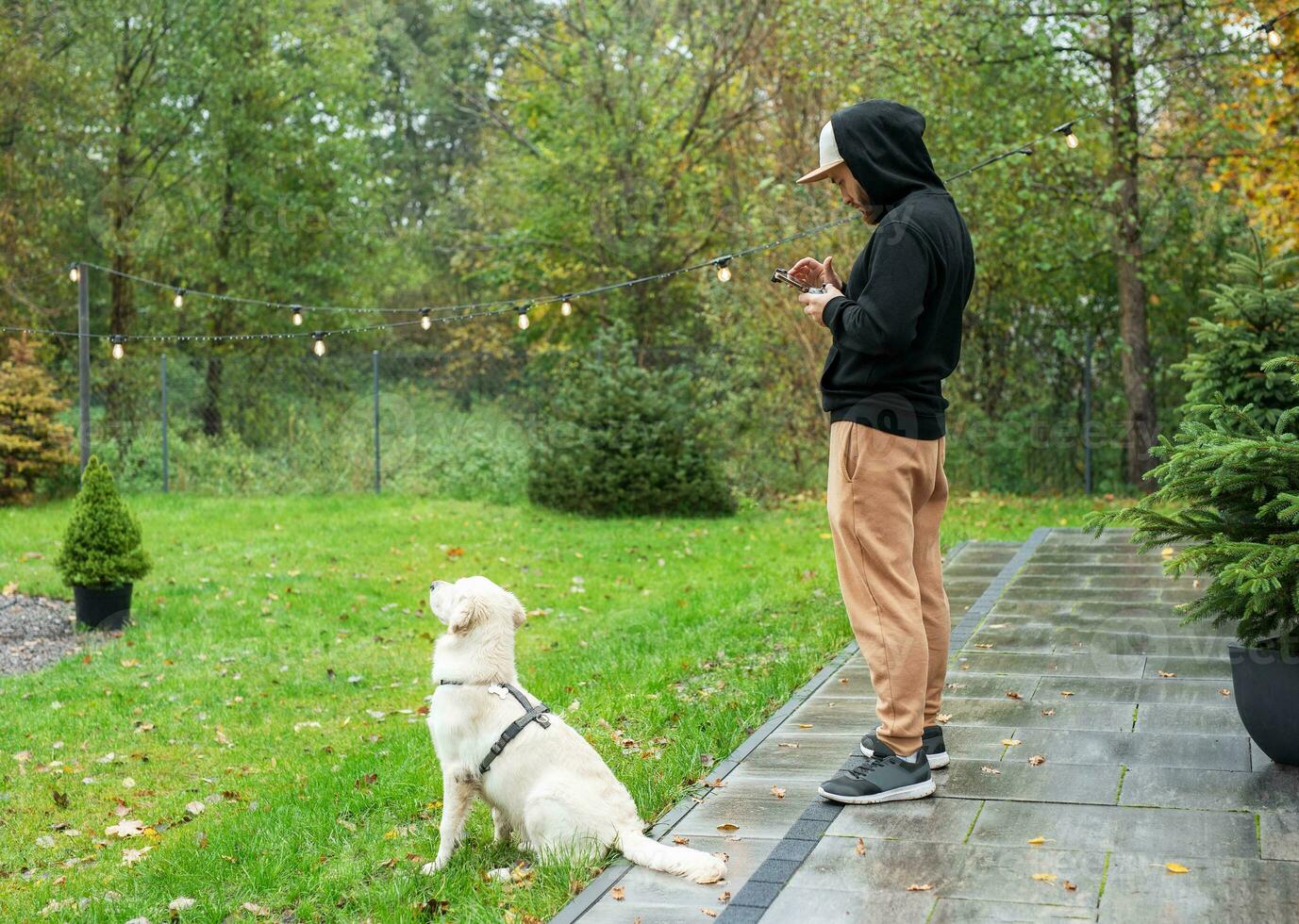 Man playing with drone photo