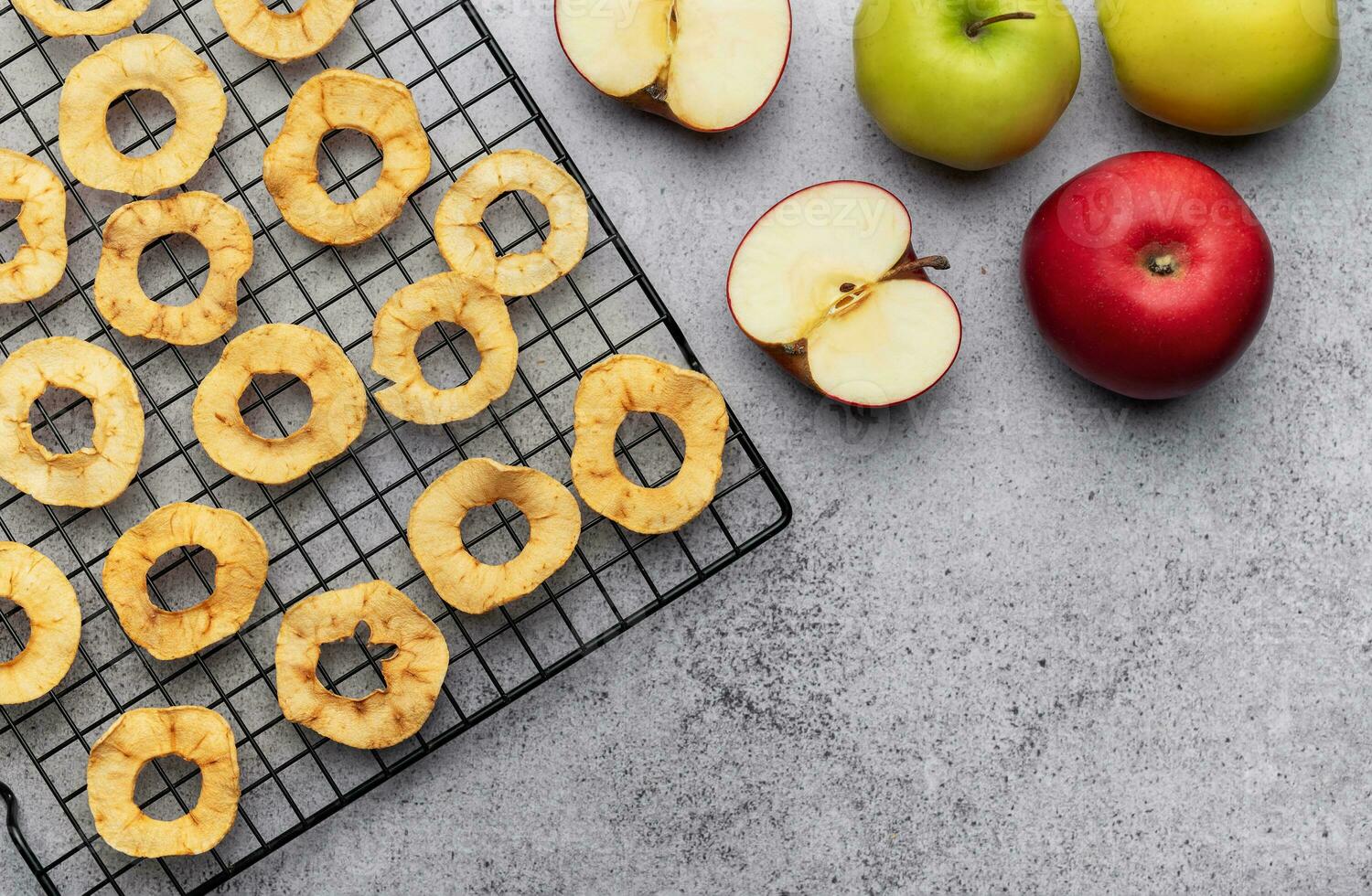 Dried apple chips photo