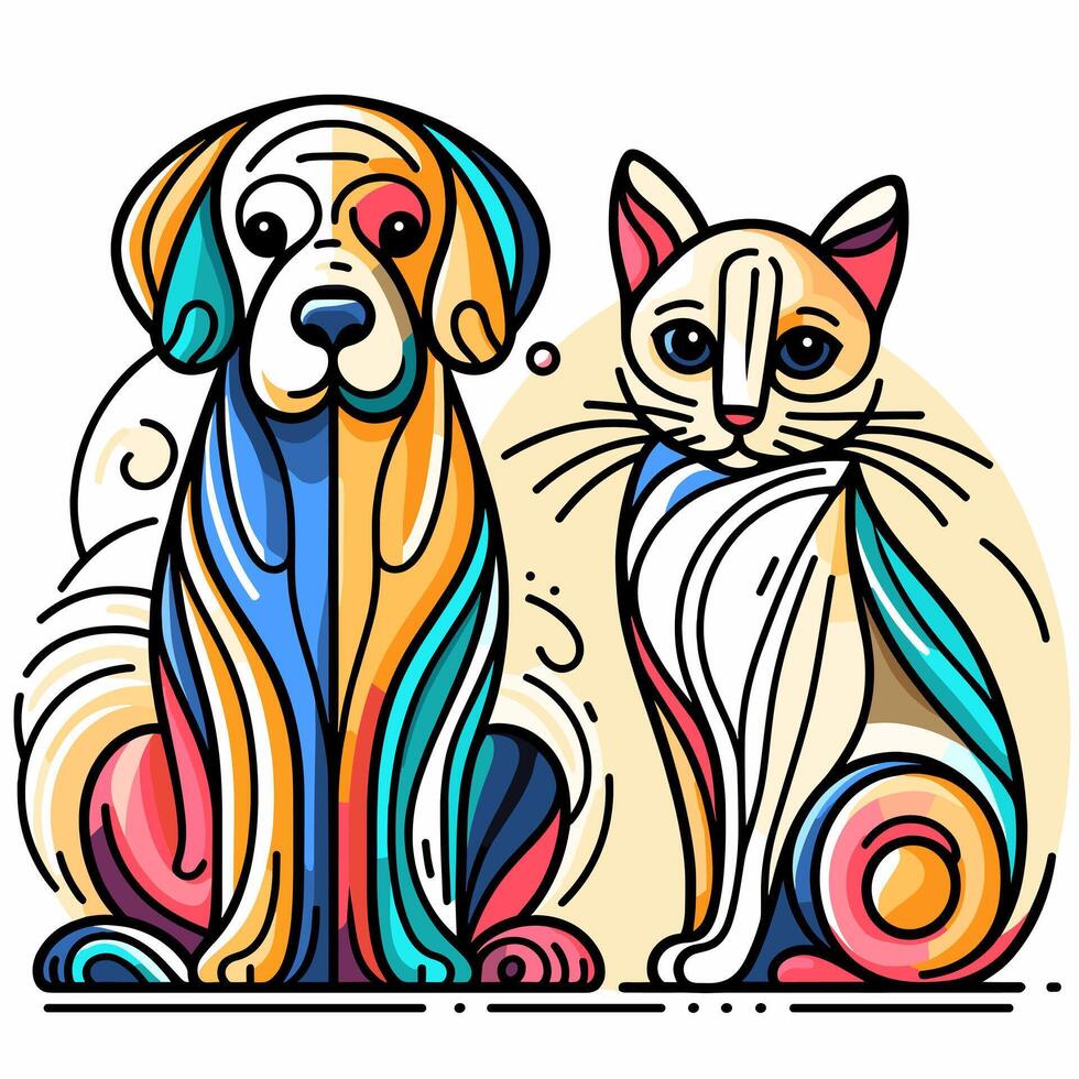 gato y perro vector ilustración