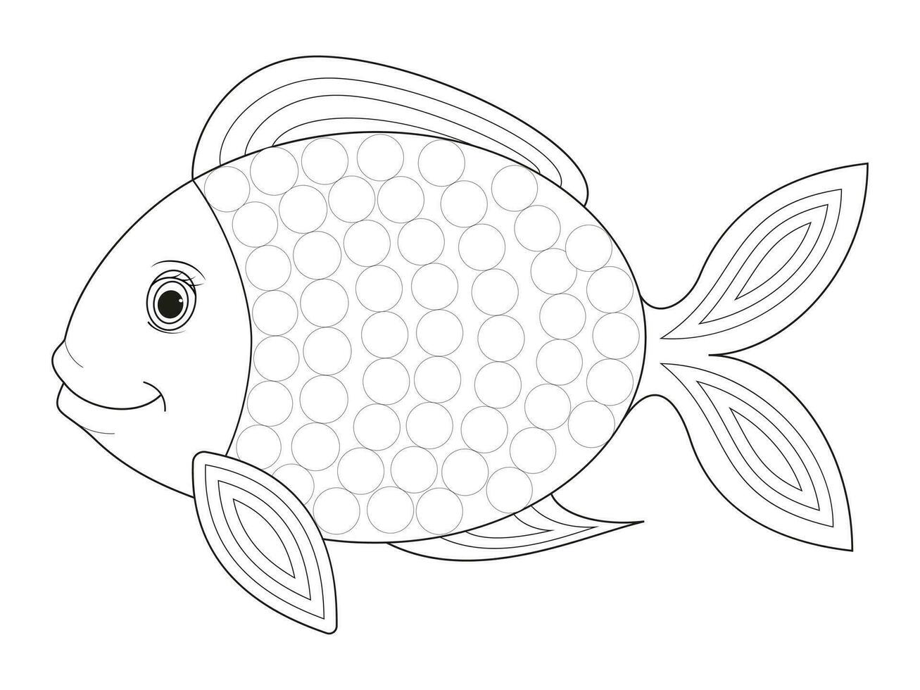 Vector coloring book for children. Fish.