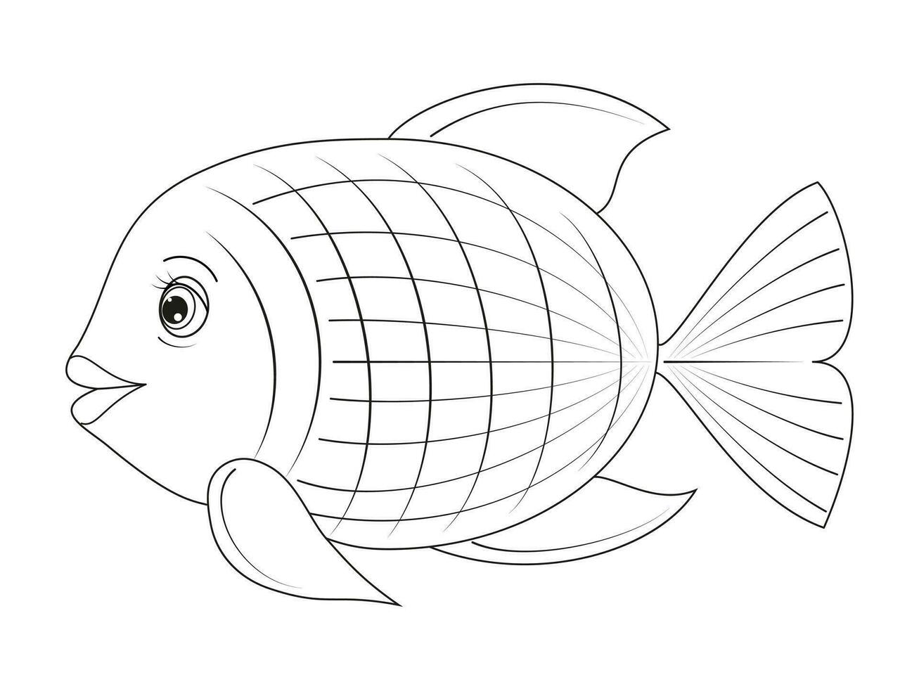 fish2Funny fish cartoon characters vector illustration. For kids coloring book.