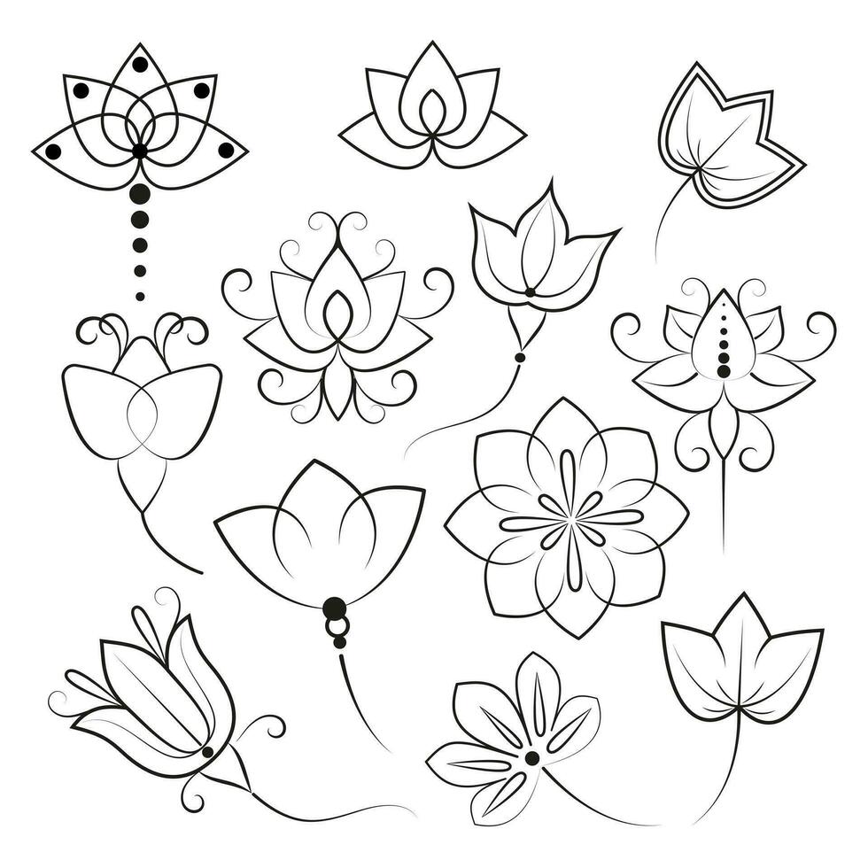 Flower style design elements. Vector illustration.
