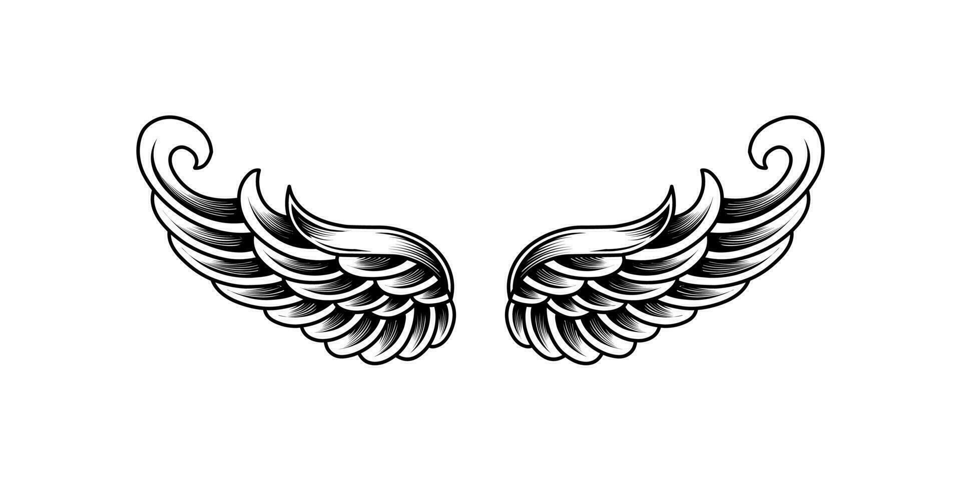 Free vector angel wings tribal tattoo