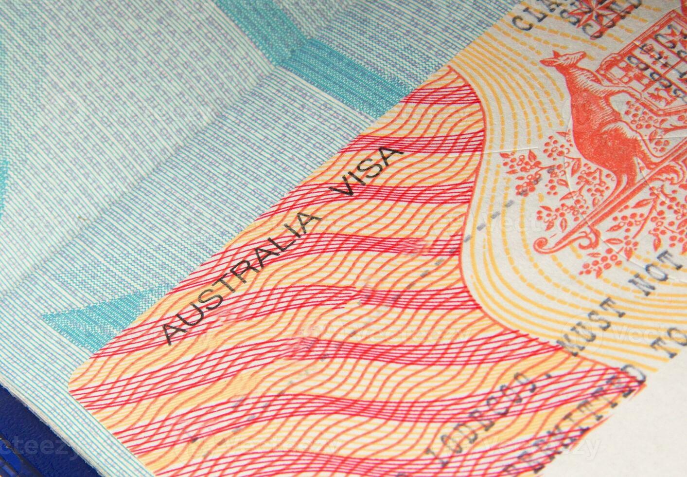 australian visa closeup photo