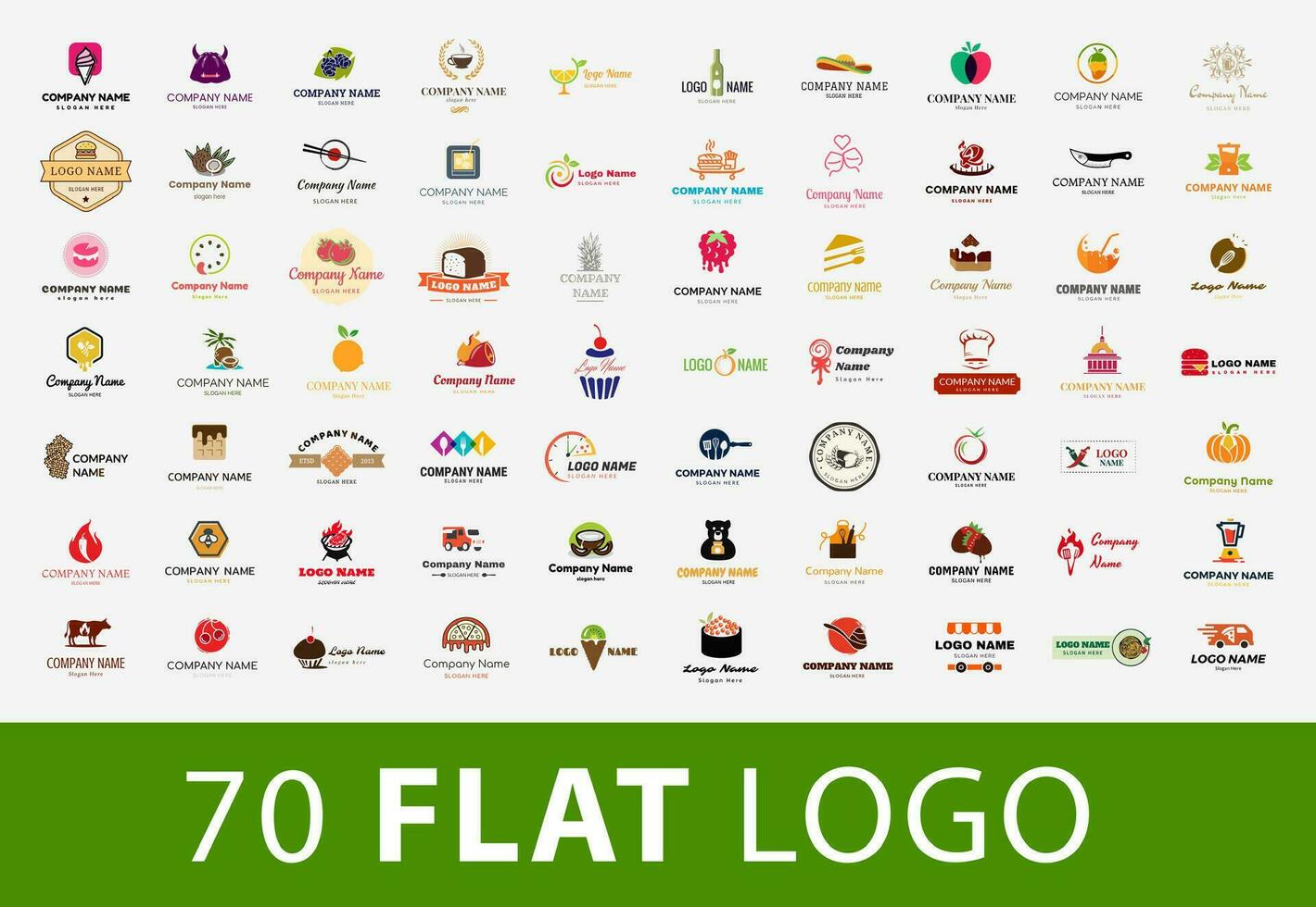 Logo mega collection. Food and drink vector logo set on various topics.