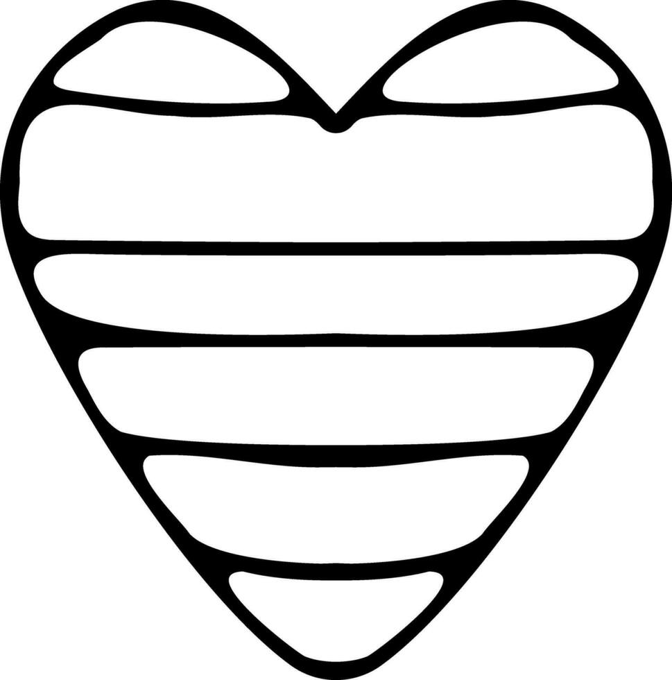 a heart shaped black and white drawing of a stripes vector