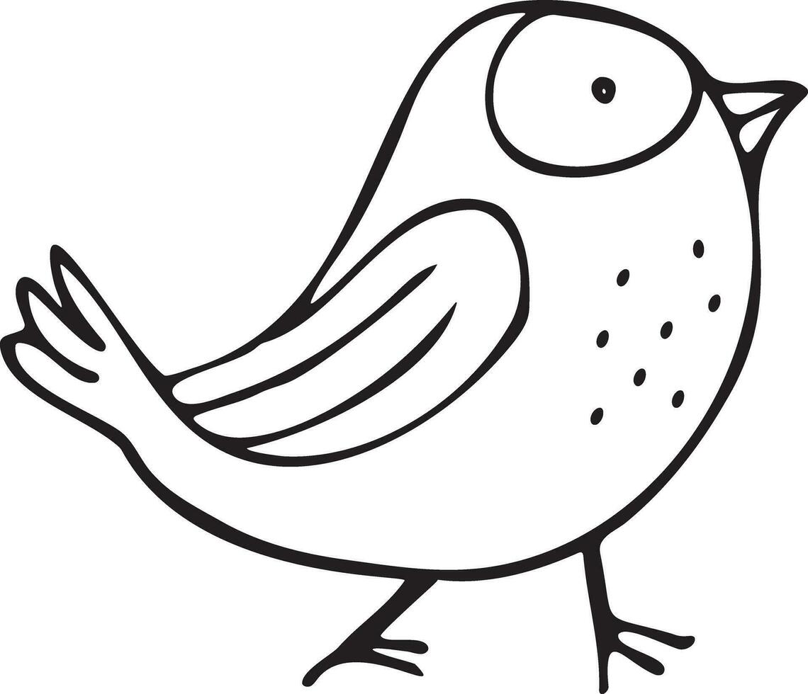 a black and white drawing of a bird vector