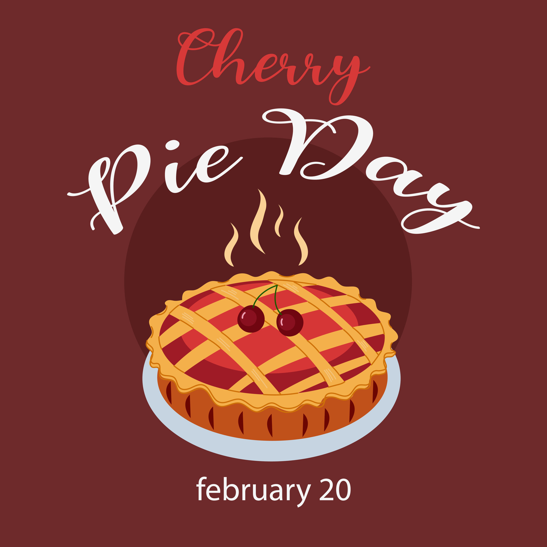 National Cherry Pie day vector illustration on february 20 with food of