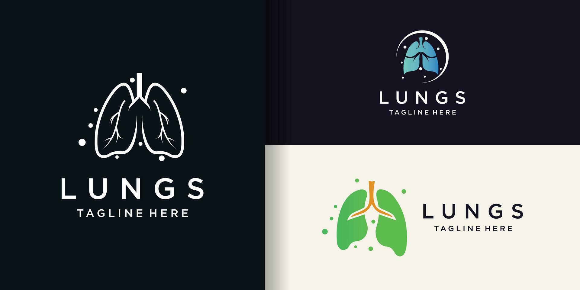 Lungs care logo design bundle with creative concept Premium Vector