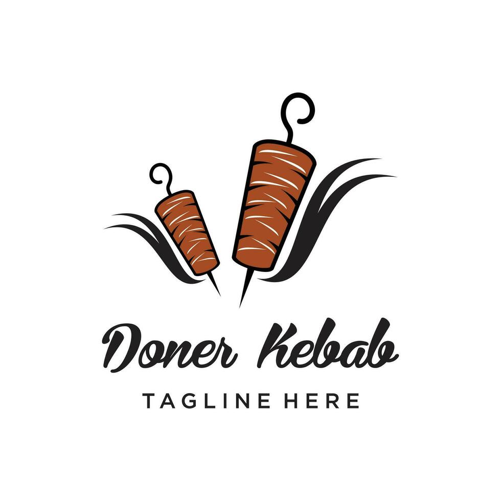 Doner kebab logo design with creative unique Premium Vector