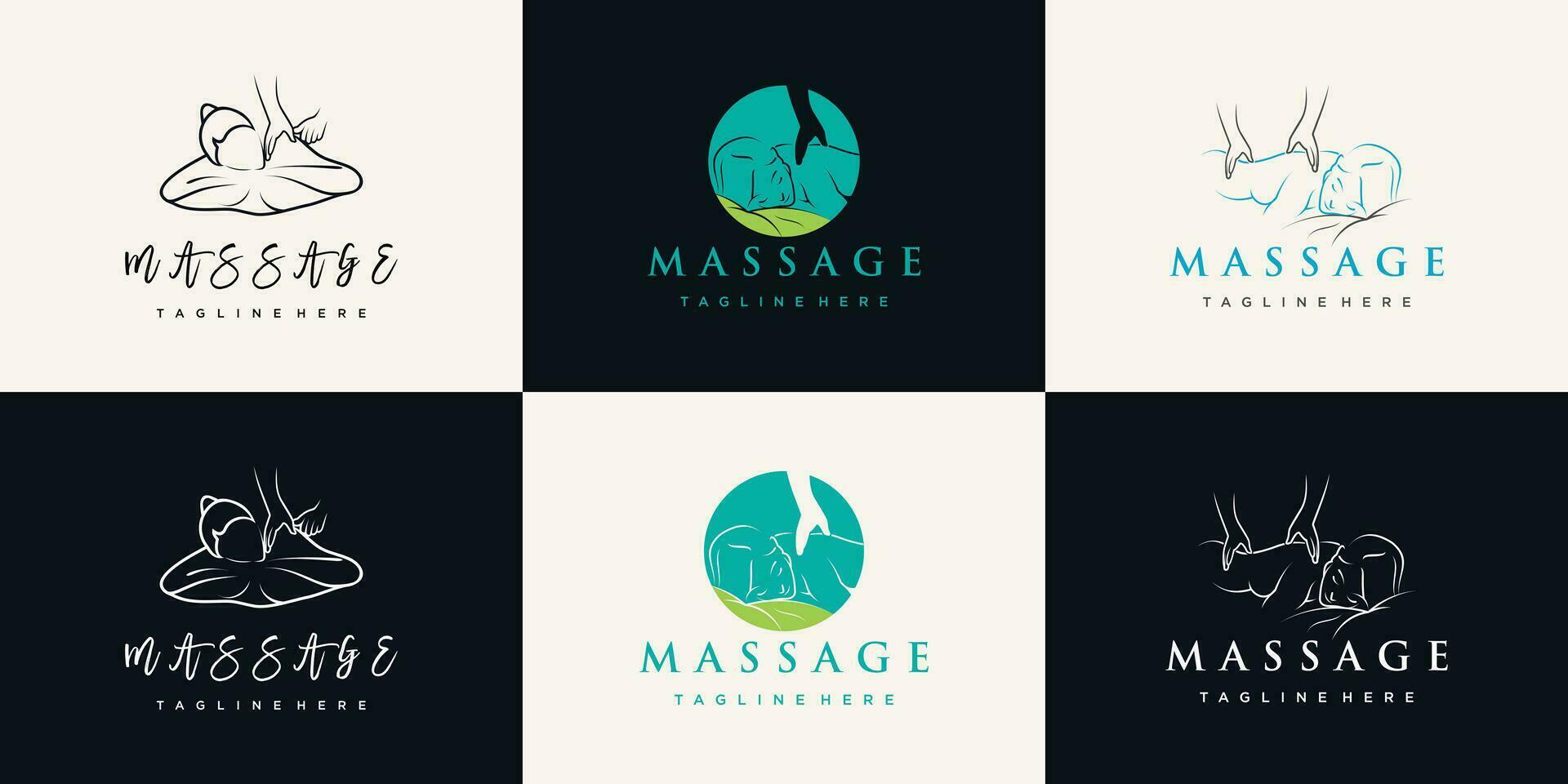 Beauty massage logo design bundle with Premium Vector creative concept