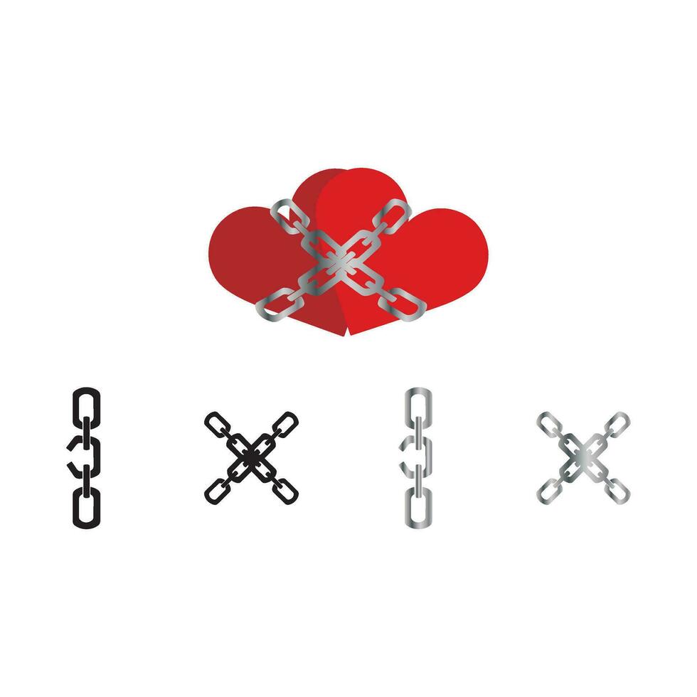 heart chains icon on white vector