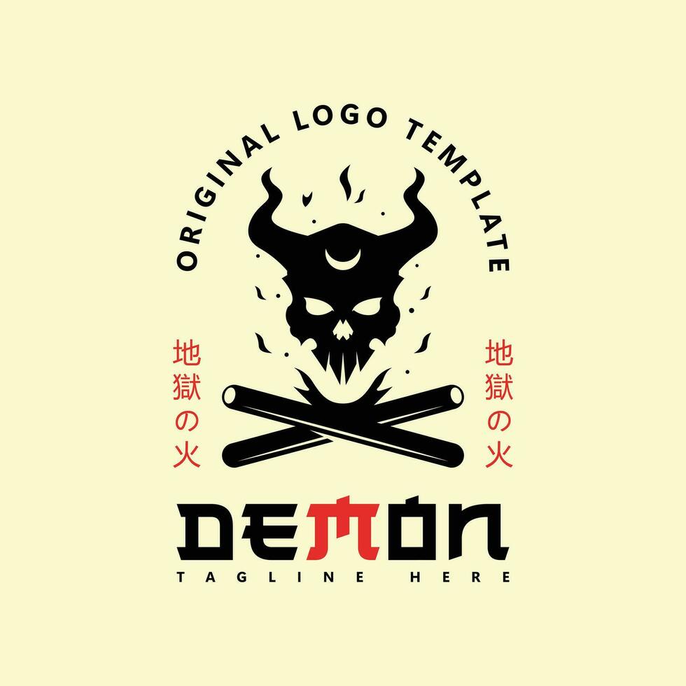 fuego del infierno diablo logo plantilla, Traducción fuego del infierno vector