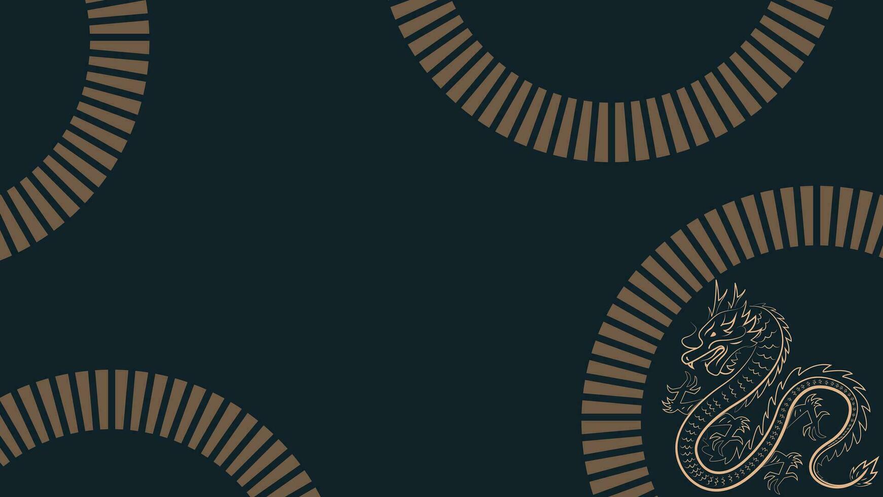 Chinese New Year background vector . Chinese golden dragon, circle pattern, Lunar New Year holiday decoration vector. Oriental culture tradition illustration