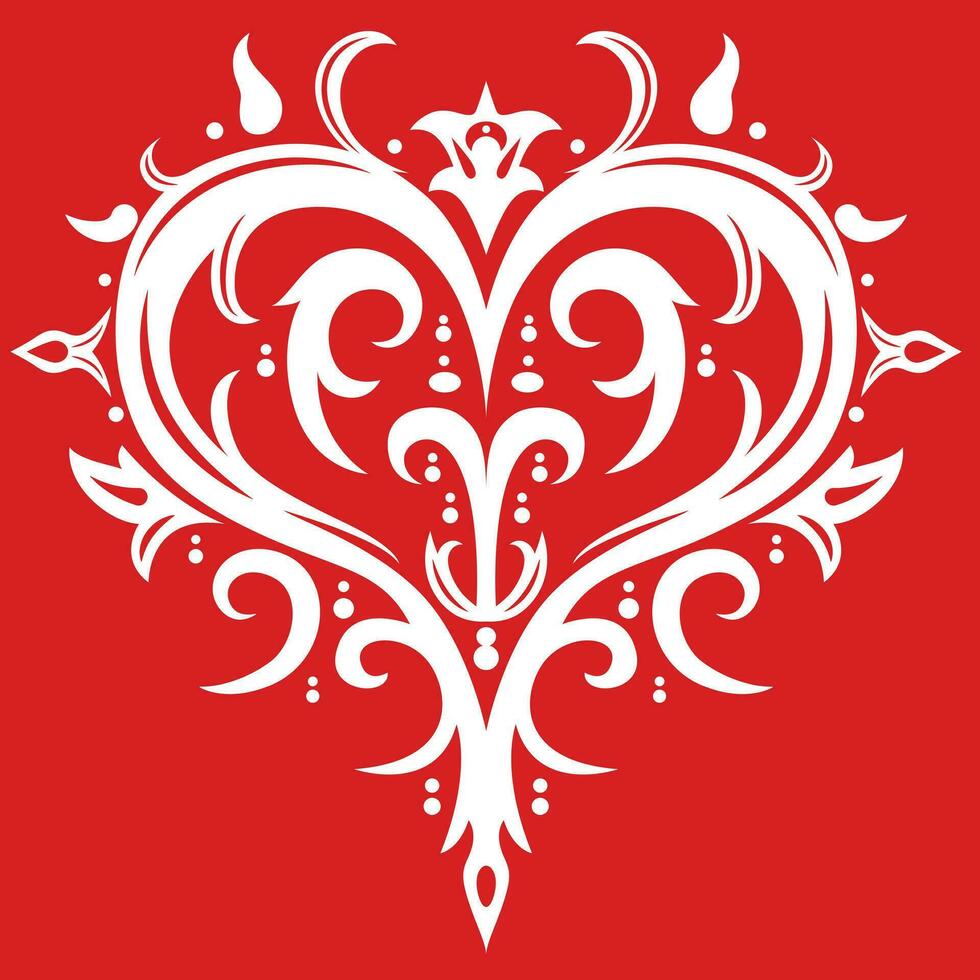 Decorative heart damask ornate style vector