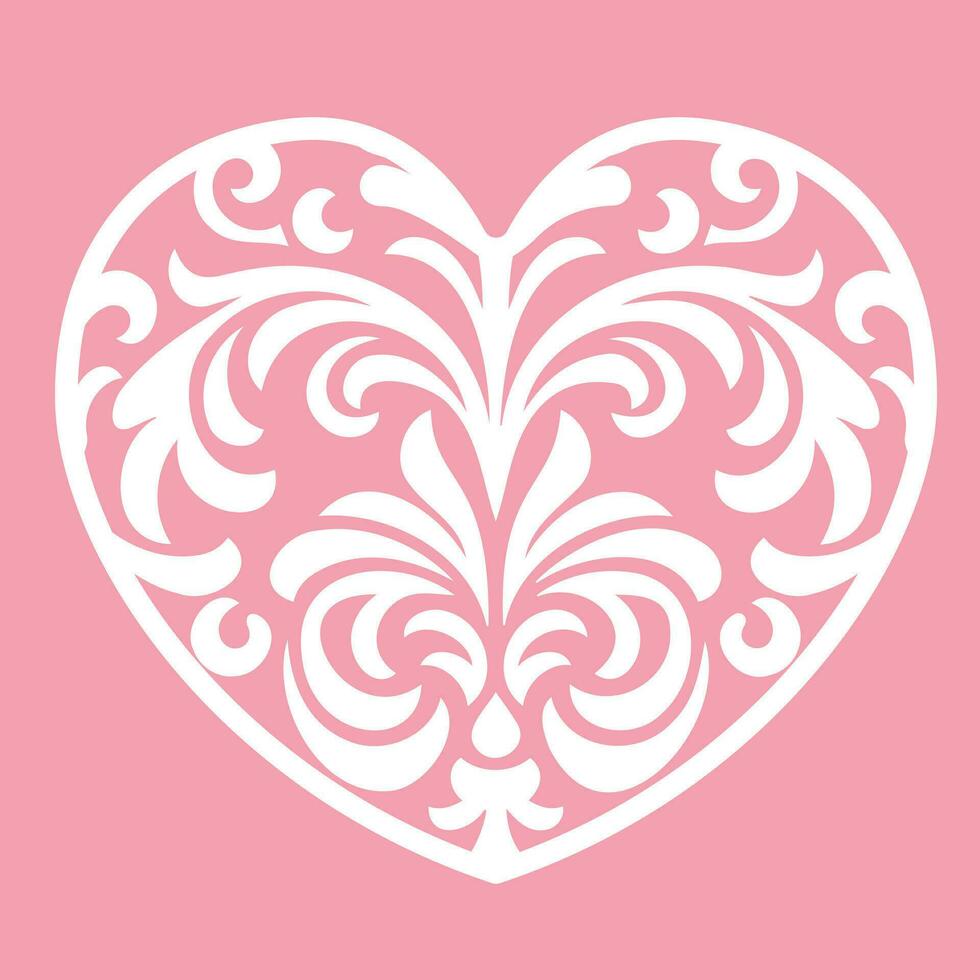 Decorative heart damask ornate style vector