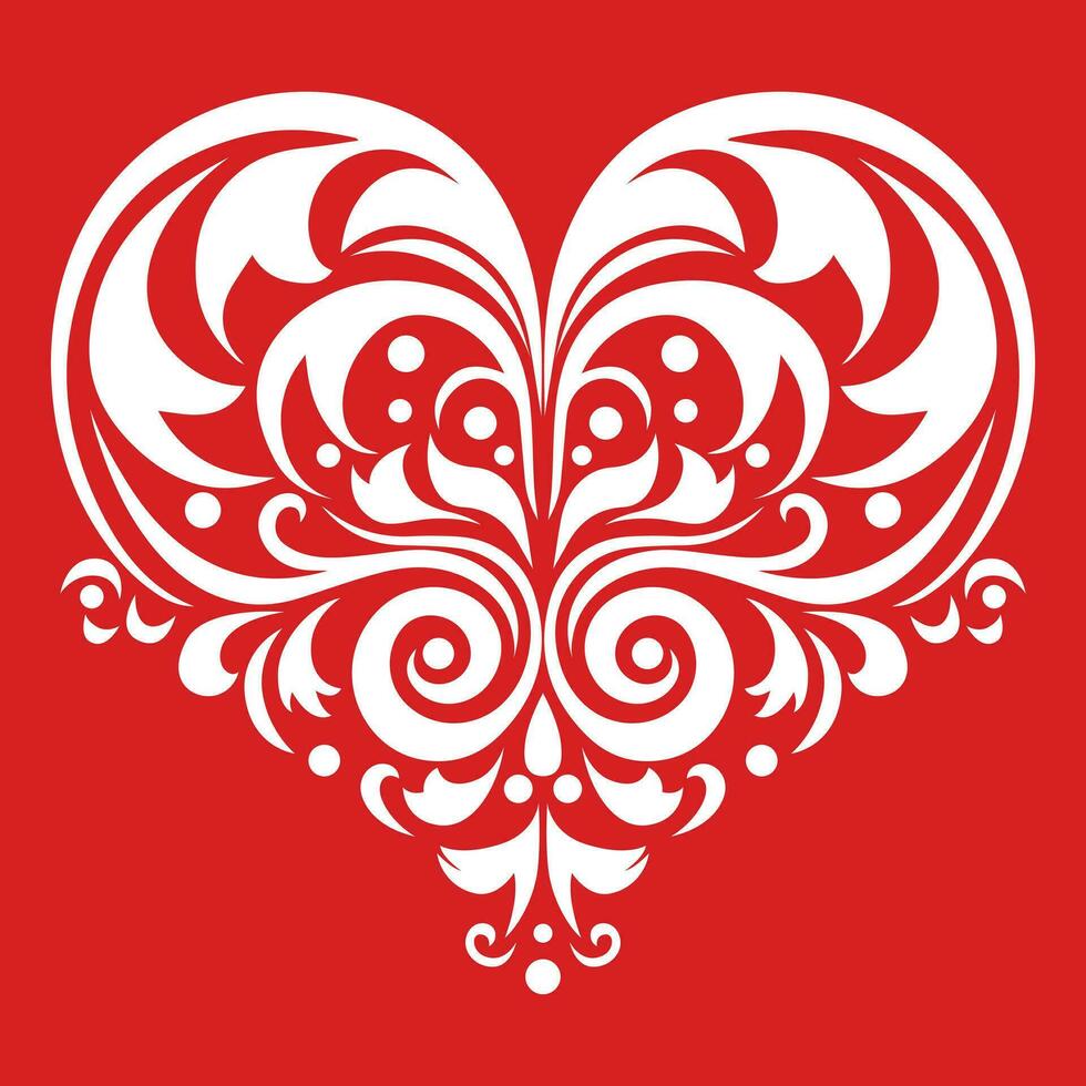 Decorative heart damask ornate style vector