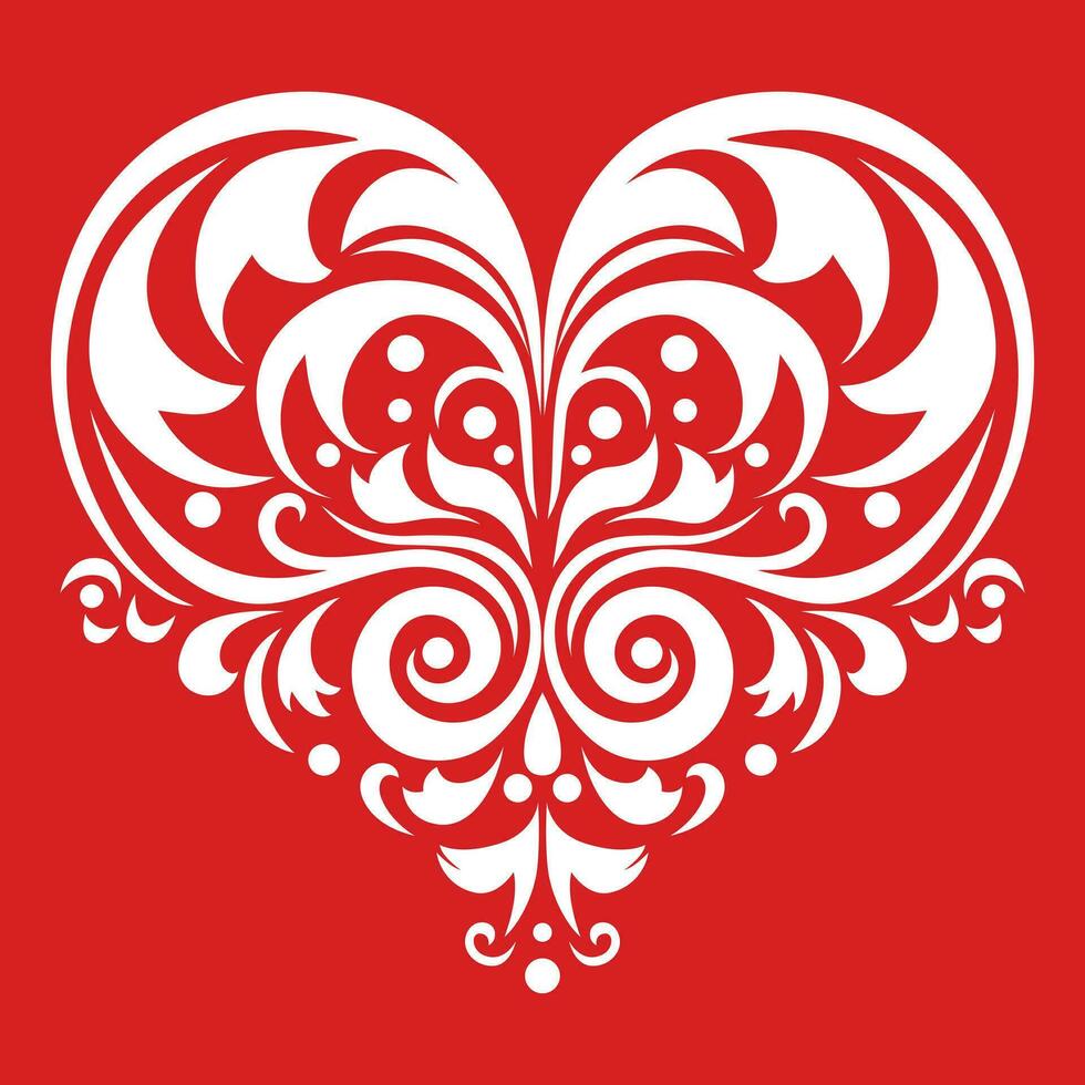 Decorative heart damask ornate style vector