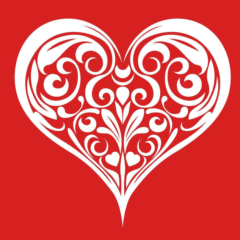 Decorative heart damask ornate style vector