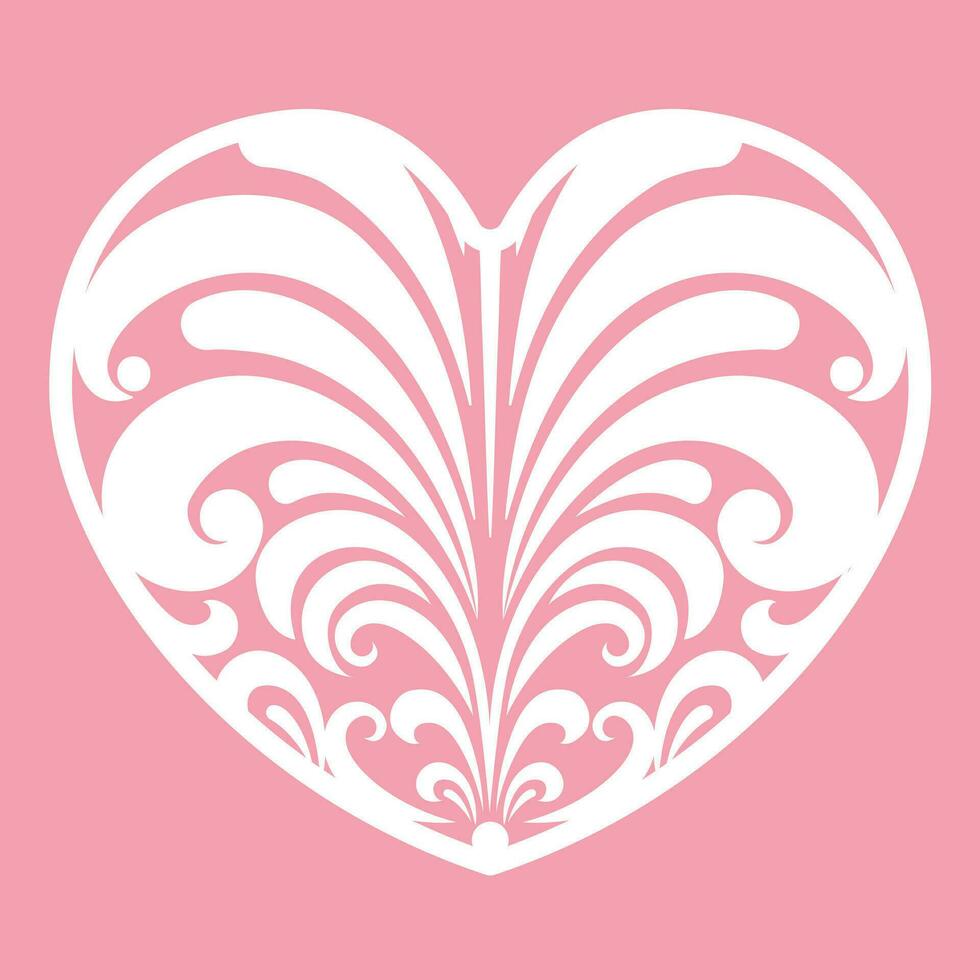 decorativo corazón damasco florido estilo vector