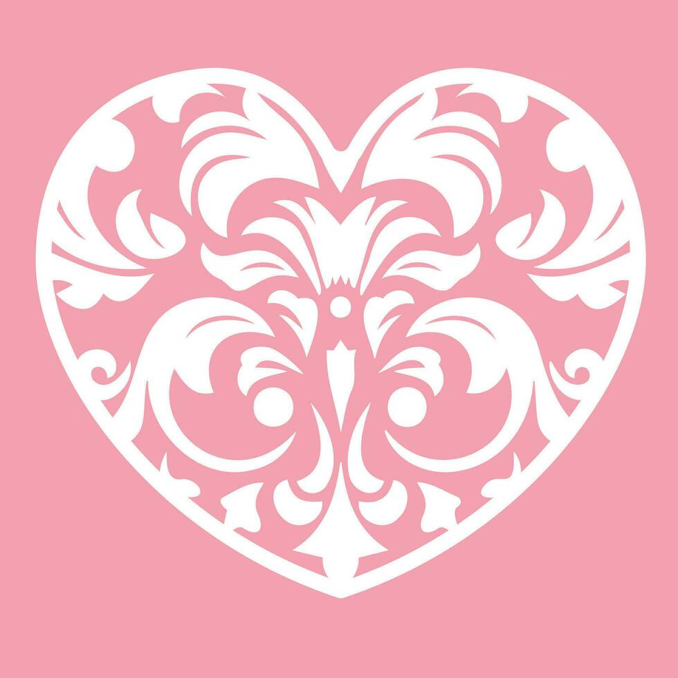 decorativo corazón damasco florido estilo vector