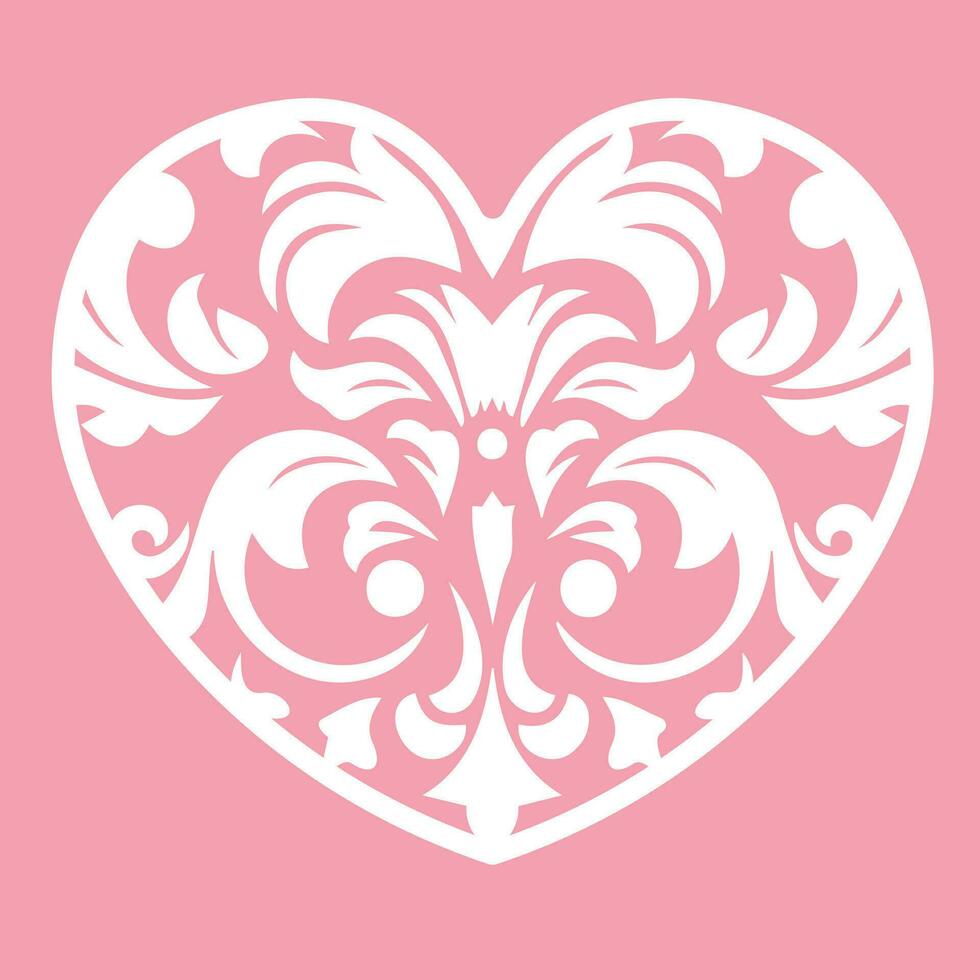 Decorative heart damask ornate style vector