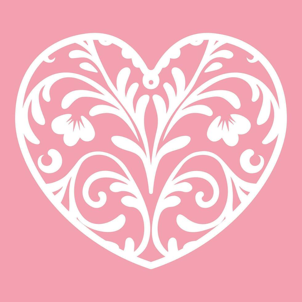 Decorative heart damask ornate style vector